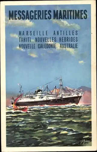 Künstler Ak Messageries Maritimes, Dampfer; Reklame