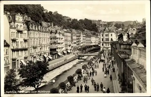 Ak Karlovy Vary Karlsbad Stadt, Promenade beim Mühlbrunn