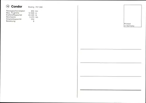 Ak Deutsches Passagierflugzeug, Condor, Boeing B 757 300