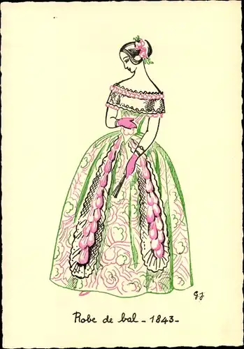 Künstler Ak James, Genevieve, La Parisienne au XIXe Siecle, Robe de bal 1843