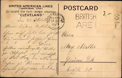 Künstler Ak Bohrdt, Hans, Dampfer Cleveland, United American Lines, Harriman Line, UAL