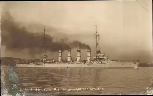 Ak Deutsches Kriegsschiff, SMS Stralsund, Kleiner geschützter Kreuzer, Kaiserliche Marine