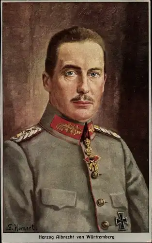 Künstler Ak Hornert, G., Herzog Albrecht von Württemberg, Portrait in Uniform, Eisernes Kreuz