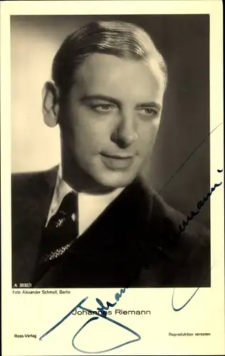 Ak Schauspieler Johannes Riemann, Portrait, Ross Verlag