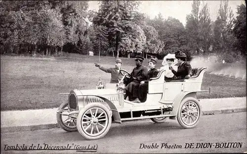 Ak Tombola de la Decennale, Double Phaeton de Dion Bouton, Auto, Chauffeur