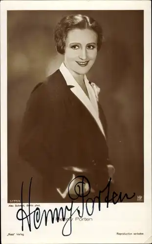 Ak Schauspielerin Henny Porten, Portrait, Autogramm