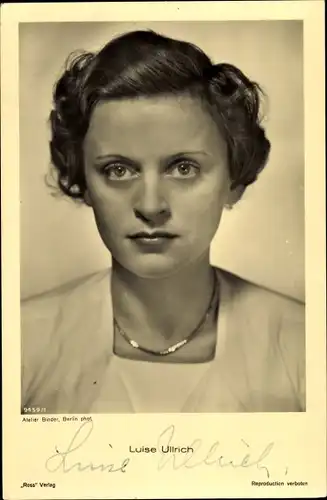 Ak Schauspielerin Luise Ullrich, Portrait, Ross Verlag 9459/1