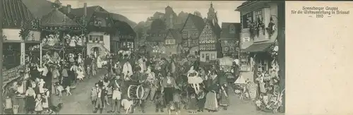 Klapp Ak Sonneberger Gruppe für die Weltausstellung in Brüssel 1910