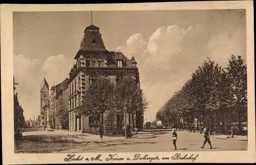 Ak Höchst Frankfurt am Main, Kaiserstraße Ecke Dalbergstraße, am Bahnhof