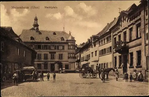 Ak Meisenheim am Glan Pfalz, Marktplatz, Kutsche, Passanten