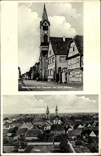 Ak Böhl Iggelheim in der Pfalz, Gesamtansicht, Restauration mit Tanzsaal, Kirche