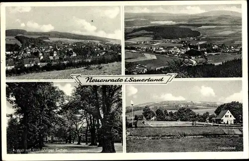 Ak Neuenrade im Sauerland, Strandbad, Panorama, Wall m. 1000 jährigen Eichen