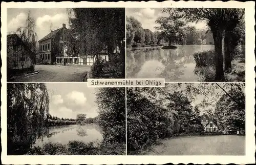 Ak Ohligs Solingen in Nordrhein Westfalen, Restauration Schwanenmühle, W Schlicker, Seepartie