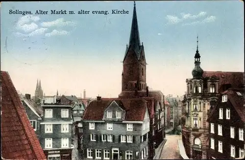 Ak Solingen, Alter Markt und alte evangelische Kirche