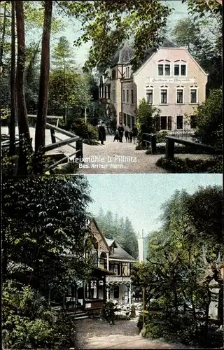 Ak Dresden Nordost Pillnitz, Meixmühle, Terrasse