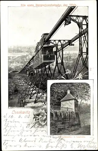 Ak Dresden Loschwitz, Bergschwebebahn, Schillerhäuschen