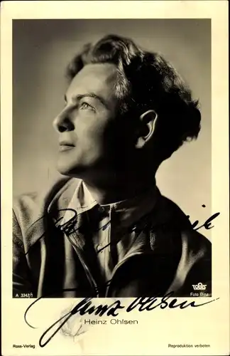 Ak Schauspieler Heinz Ohlsen, Seitenportrait, Ross 3342/1