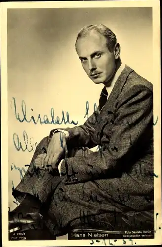 Ak Schauspieler Hans Nielsen, Portrait, Autogramm, Ross A 2395/1