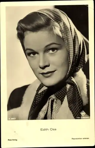 Ak Schauspielerin Edith Oss, Portrait, Autogramm