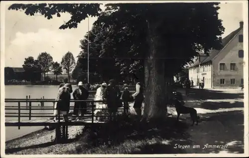 Ak Stegen Inning am Ammersee, Ortsansicht, Brücke, Haus
