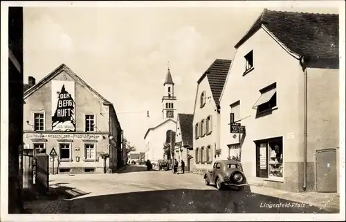 Ak Lingenfeld in der Pfalz, Ortsansicht, Auto, Gasthaus