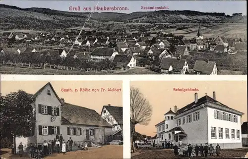 Ak Haubersbronn Schorndorf in Baden Württemberg, Gasthaus z. Rößle, Fr. Weißert, Schule