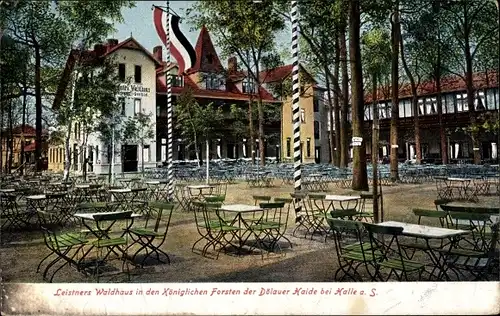 Ak Dölau Halle an der Saale, Terrassenpartie bei Leistners Waldhaus in den Forsten der Dölauer Haide