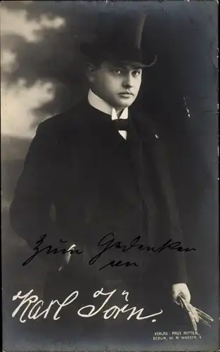Ak Opernsänger Carl Jörn, Portrait, Autogramm