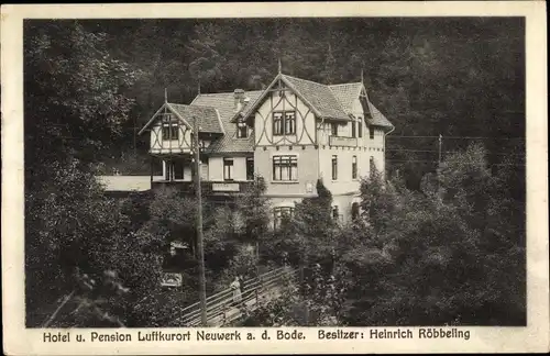 Ak Neuwerk Höhlenort Rübeland Oberharz am Brocken, Hotel und Pension