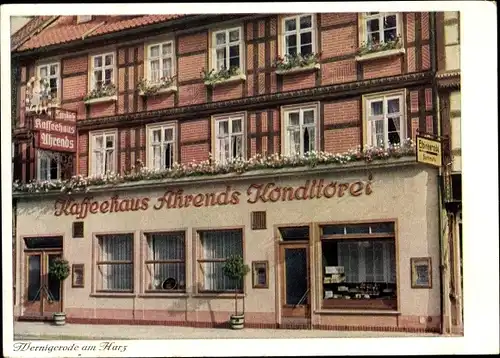 Ak Wernigerode am Harz, Kaffeehaus Ahrends, Konditorei