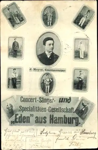 Ak Hamburg Altona, Konzert-, Sänger- und Spezialitäten Gesellschaft Eden, Portraits, Collage