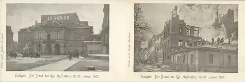 Klapp Ak Stuttgart in Württemberg, Brand des Königl. Hoftheater, 18./19. Januar 1902