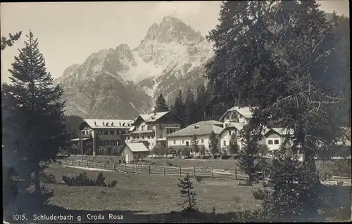Ak Carbonin Schluderbach Toblach Dobbiaco Südtirol, Teilansicht, gegen Croda Rosa