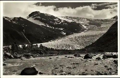 Ak Svartisen Norwegen, Blick auf den Gletscher