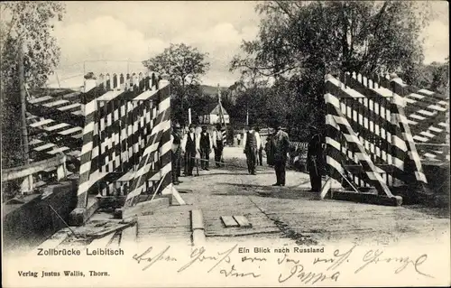 Ak Leibitsch Lubicz Górny in Westpreußen, Zollbrücke, Blick nach Russland