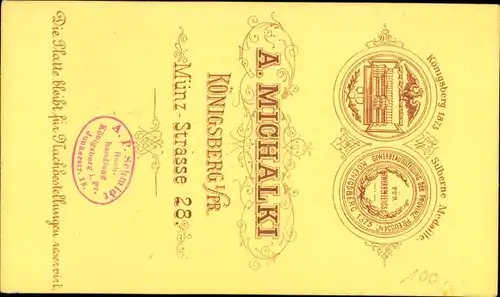 Carte de Visite Kaliningrad Königsberg Ostpreußen, Königliche Albertus Universität, A. Michalki