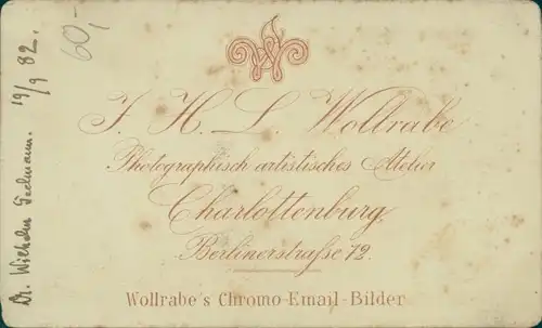 CdV J. H. L. Wollrabe Berlin Charlottenburg, Portrait eines Gelehrten