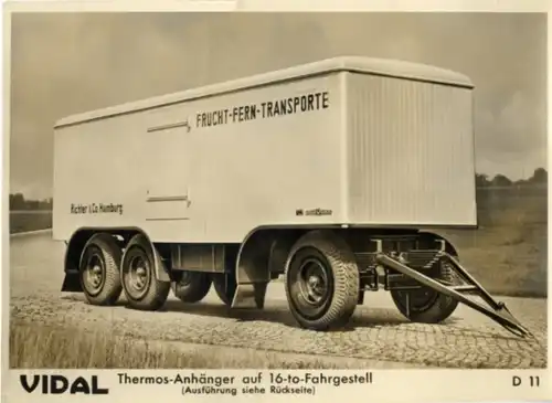 Foto Fahrzeug Firma Vidal Harburg, Vidal-Thermosanhänger auf 16 t Fahrgestell, Frucht Fern Transport