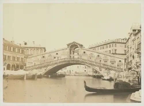 Foto Venezia Venedig Veneto, um 1865, Rialto Brücke, Gondel