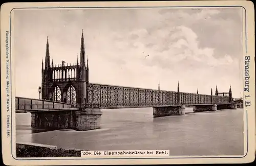 Kabinettfoto Kehl am Rhein, Eisenbahnbrücke nach Straßburg
