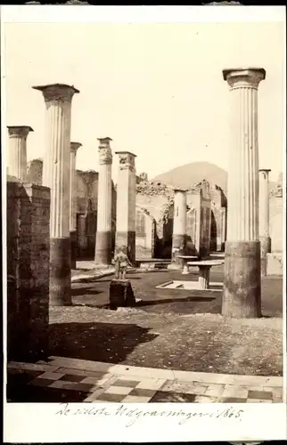 Foto Pompeji Campania, um 1865, Römische Ausgrabungsstätte, Ruinen, Säulen