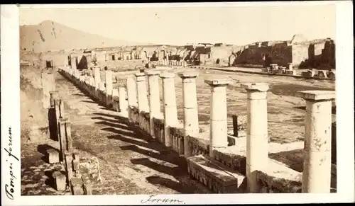 Foto Pompeji Campania, um 1865, Forum, Römische Ausgrabungsstätte, Ruinen