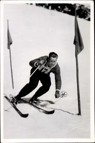 Foto Wintersport, Schweizer Skirennfahrer Rudolf Graf, Slalom