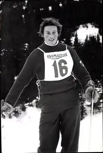 Foto Wintersport, Schweizer Skirennfahrer René Berthod, Startnr. 16