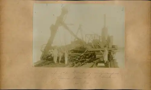 Foto um 1906, Swakopmund Namibia Deutsch Südwestafrika, Zerstörte Landbrücke nach starker Brandung