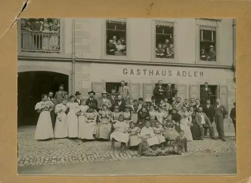 Foto um 1895, Bâle Basel Stadt Schweiz, Gasthaus Adler