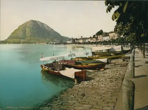 Foto Lugano Kanton Tessin Schweiz, Quai e Monte Salvatore