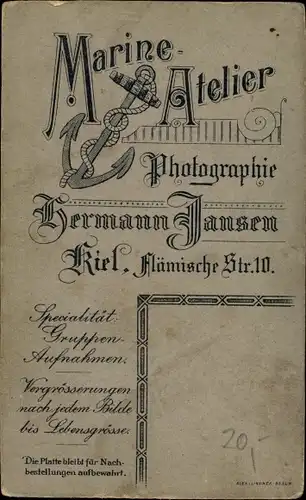 CdV Deutscher Seemann in Uniform, Portrait, Kaiserliche Marine