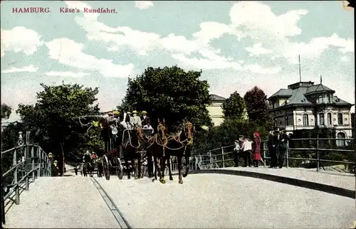 Ak Hamburg, Käse's Rundfahrt, Pferdekutsche, Brückenpartie