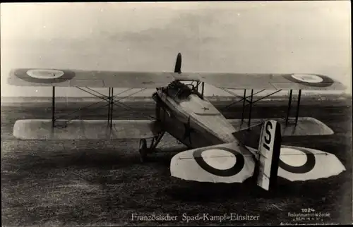 Ak Französischer Spad Kampf Einsitzer, Militärflugzeug, Sanke 1024
